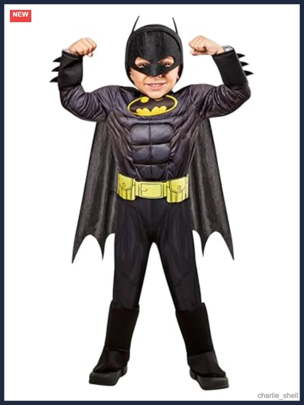 Batman Deluxe Toddler Costume Padded Jumpsuit Cape Mask Belt